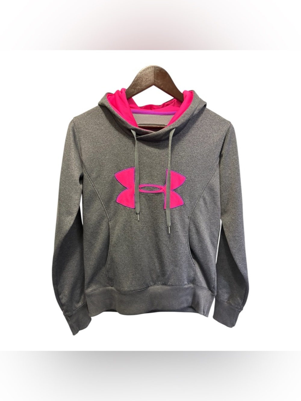 Under Armour Women's Charcoal Sweater with Neon Pink Logo